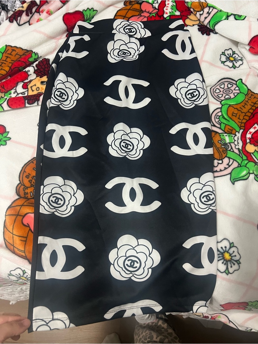 Floral-Logo Pencil Skirt Womens XXS